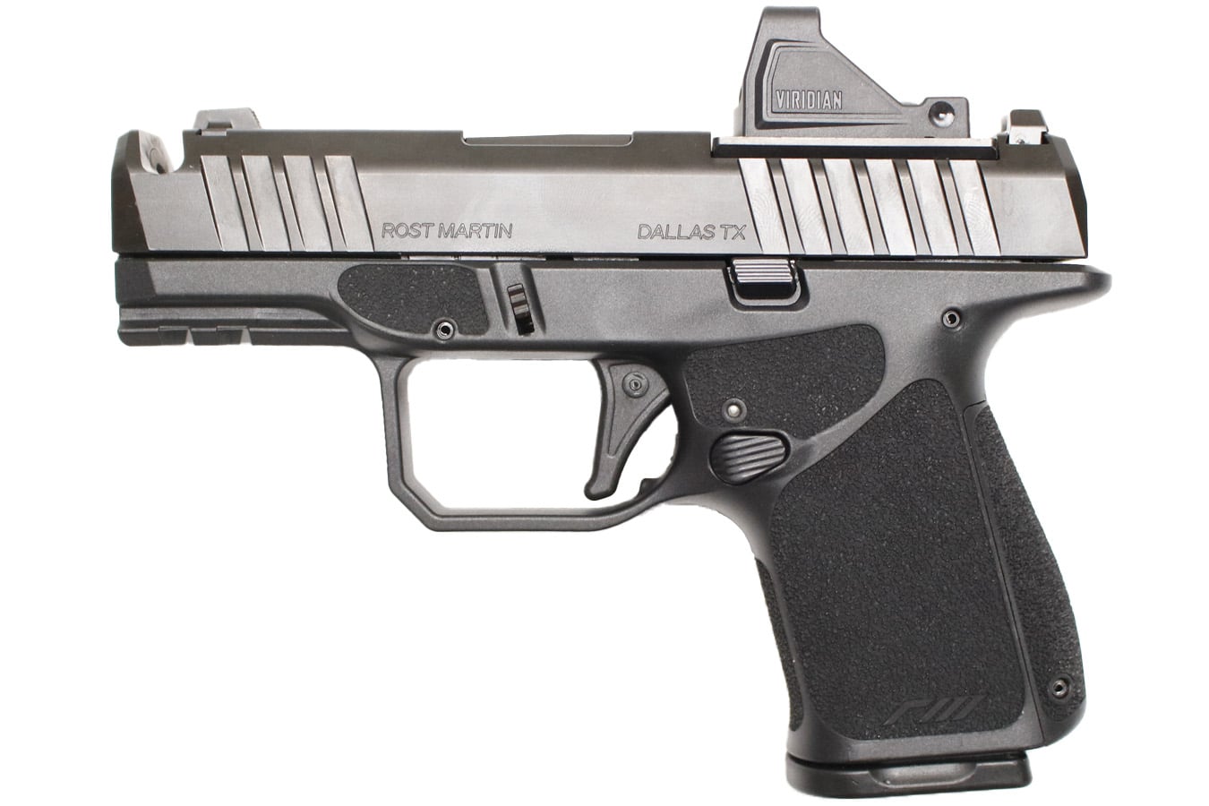 ROST MARTIN RM1S Comp 9mm Optic Ready Package with Viridian RFX-11 Green Dot, Four Mags and Savior Bag